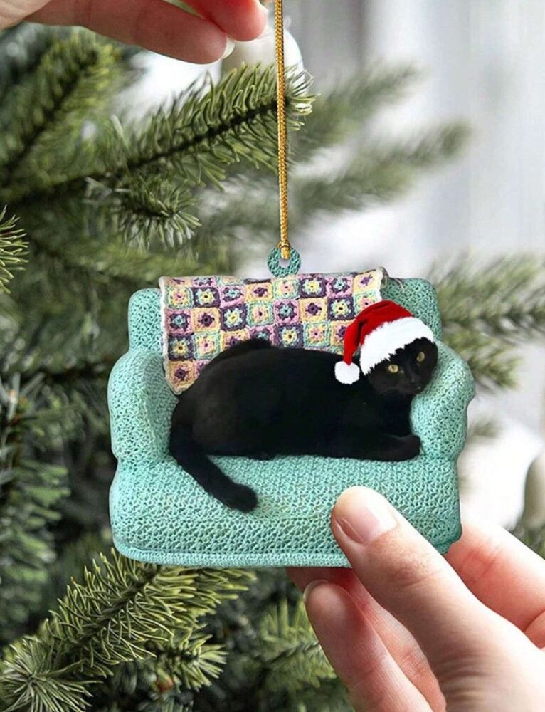 Cute Black Cat Christmas Tree Decoration
