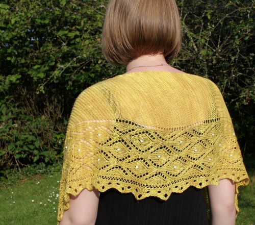 Anna Mae hand-knitted beaded shawl/scarf - yellow