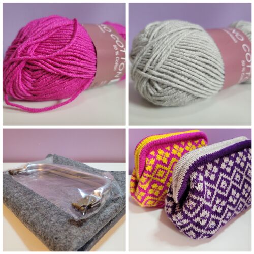 Colour Clutch - Magenta & Light Grey