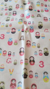Coated cotton fabric wiht Russian dolls