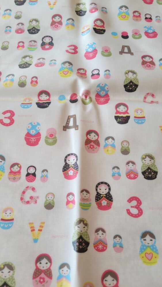 Coated cotton fabric wiht Russian dolls