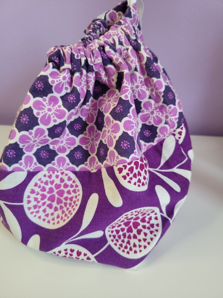 Small drawstring project bag - purple