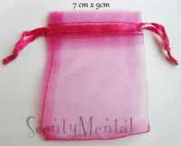 Deep pink (fuchsia) Organza Bags x 10