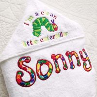 Personalised The very hungry caterpillar hooded  baby towel 