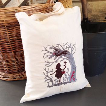 Little red riding hood cotton canvas tote bag shopping bag 