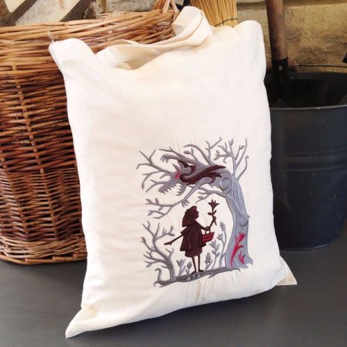 Little red riding hood cotton canvas tote bag shopping bag