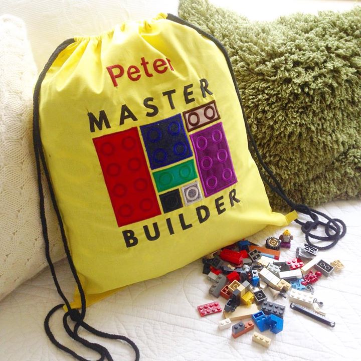 Personalised lego storage drawstring Bag