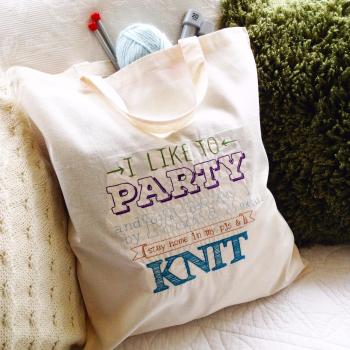 Party and Knit cotton canvas tote  knitting bag 