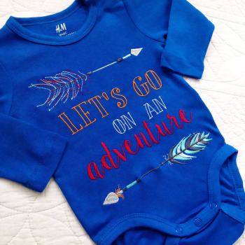 Lets go on an adventure embroidered  baby onesie vest 