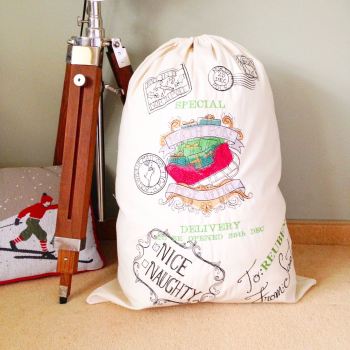  Giant personalised vintage christmas stocking sacks fully embroidered