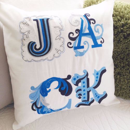 Personalised embroidered name cushion