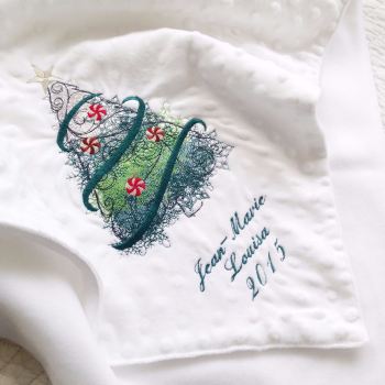Personalised Baby's first christmas embroidered minkee fleece cot blanket 