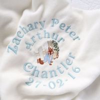 Personalised Peter Rabbit fleece baby cot  blanket 