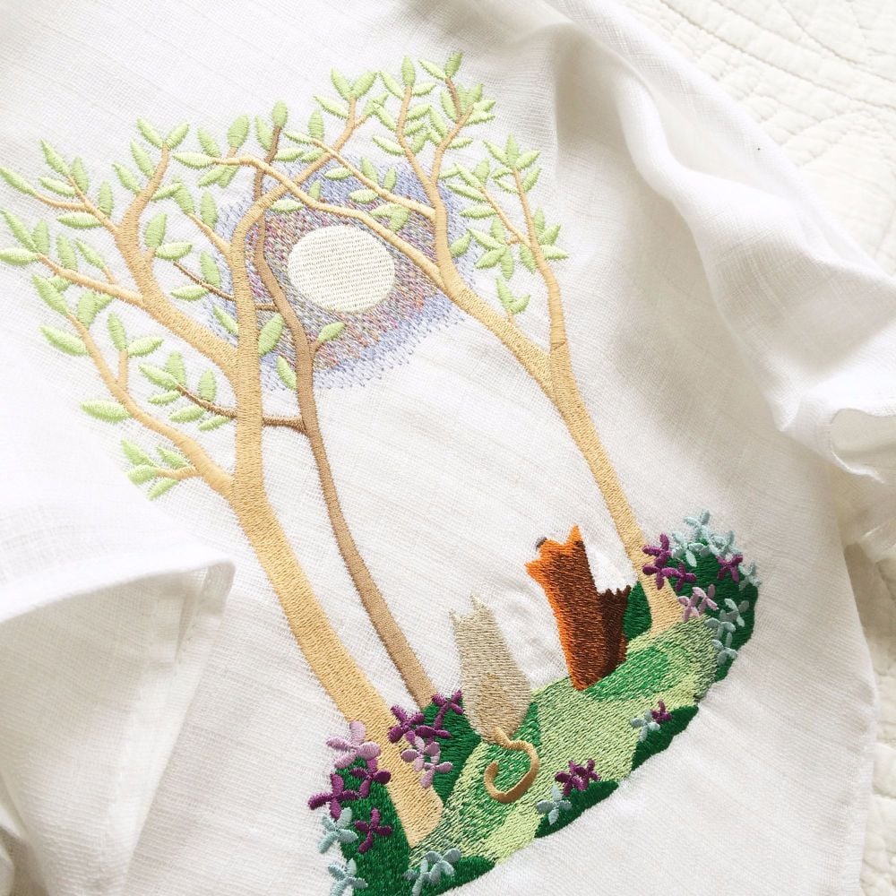 Summer embroidered baby muslin square