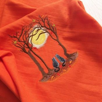 Autumn embroidered baby muslin square