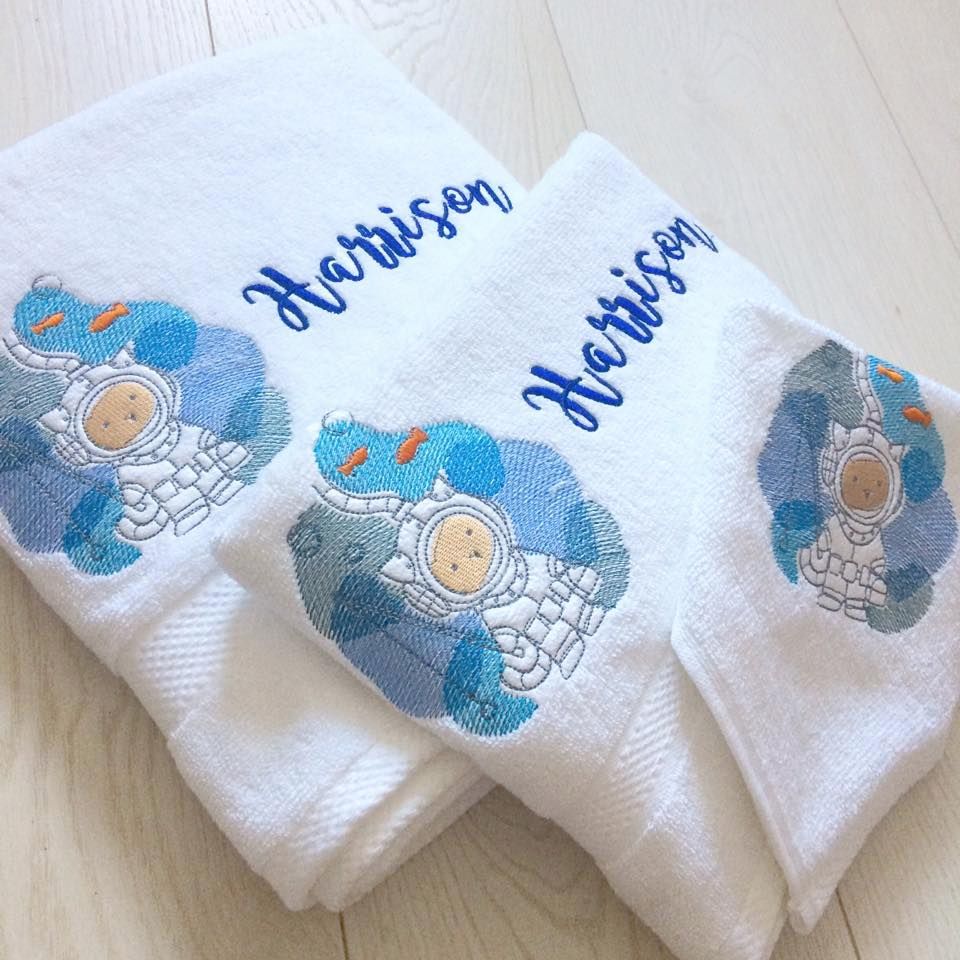 Personalised Underwater Kitty new baby towel set