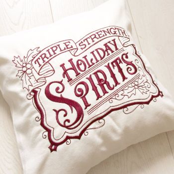 Personalised vintage style christmas cushion fully embroidered with fill