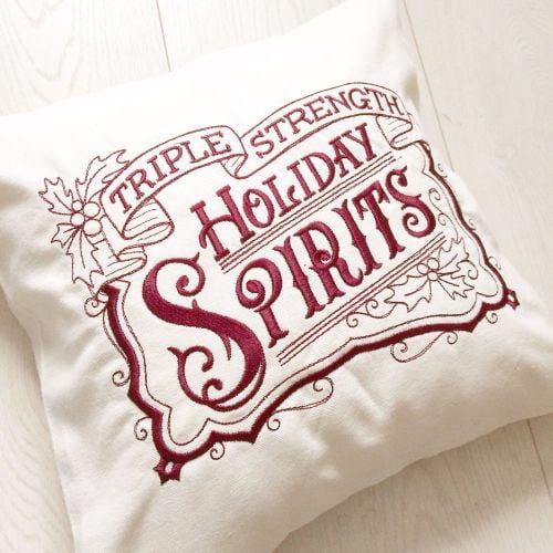 Personalised vintage style christmas cushion fully embroidered with fill