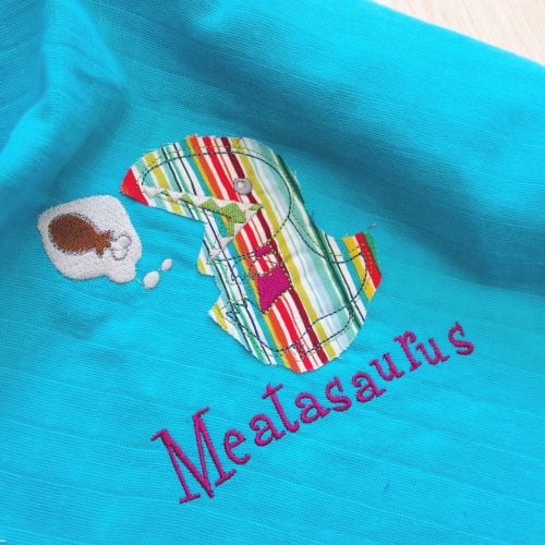 Dinosaur embroidered & applique baby muslin square