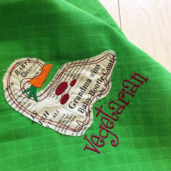 Vegetarian Dinosaur embroidered & applique baby muslin square