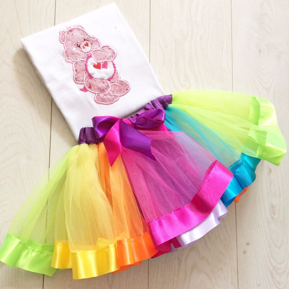 Care Bear Glitter Bear tutu and onesie vest set or T shirt