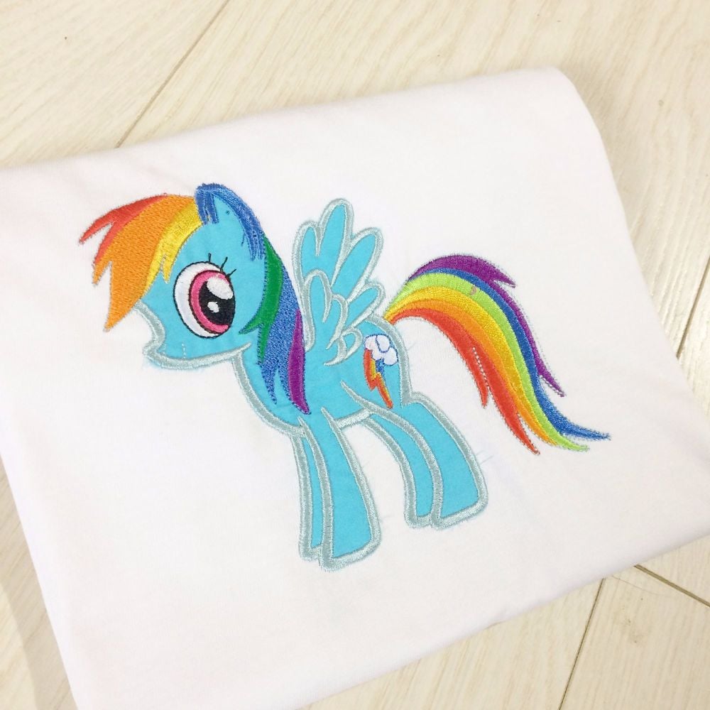 Rainbow Dash My Little Pony personalised embroidered children's T shirt 