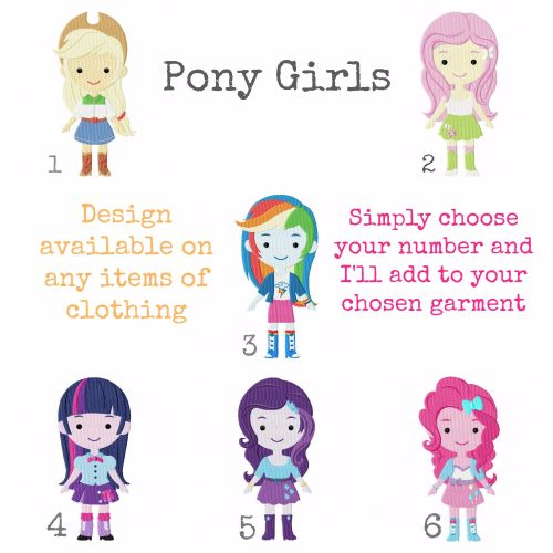  My Little Pony equestria girls personalised embroidered children's T shirt