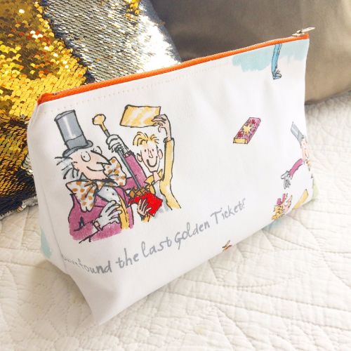 Charlie and the chocolate factory Roald Dahl fabric zip bag