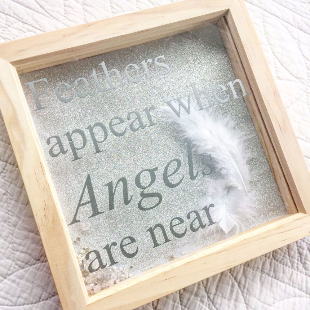 When feathers appear Angels are near  box frame wall art