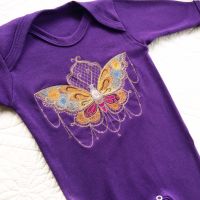 Gothic Day of the Dead embroidered moth babygrow sleepsuit