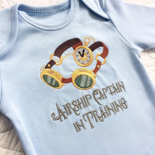 Airship captain in training steampunk gothic baby onesie vest