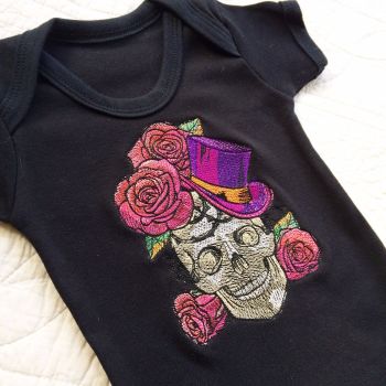 Skeleton steampunk gothic baby onesie vest 