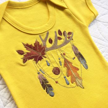 Autumn leaves steampunk gothic baby onesie vest 
