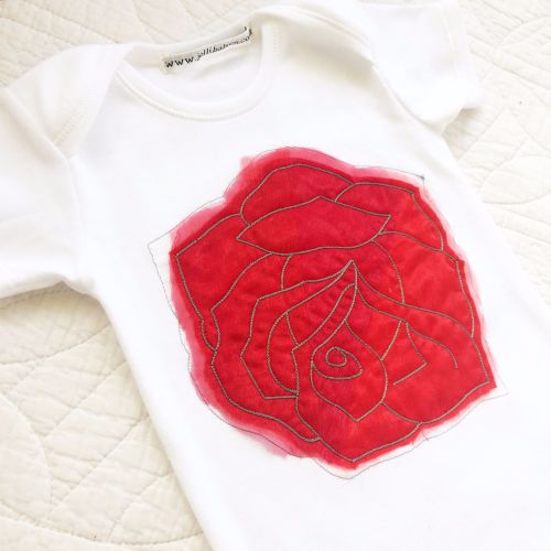 Vintage rose organza applique baby onesie vest set