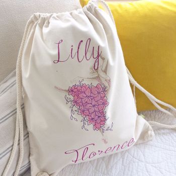 Fully embroidered personalised ballet bag