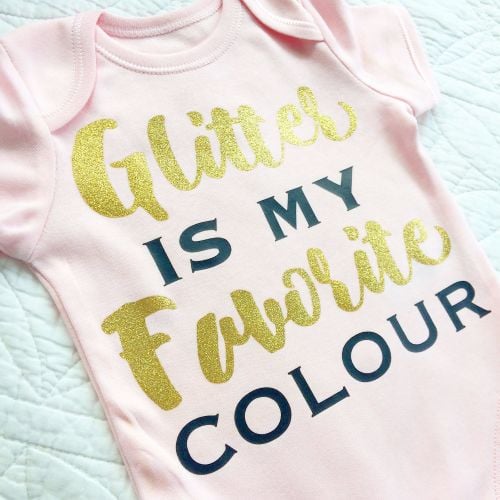 Glitter is my favourite colour baby onesie vest