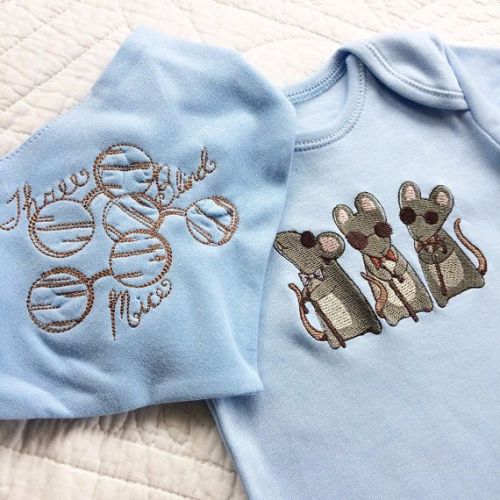 3 Blind mice steampunk babygrow sleep suit and bandana bib set