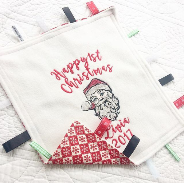 Baby's first christmas taggy taggie blanket