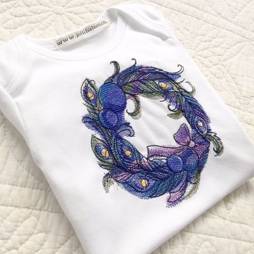 Christmas Peacock wreath baby onesie vest