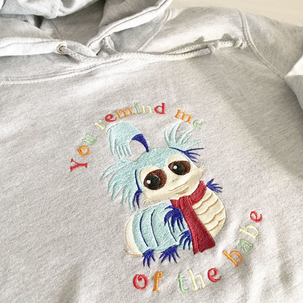 Labyrinth worm inspired Babe with the power adult hoodie