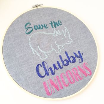 Save the chubby unicorns embroidered wall art
