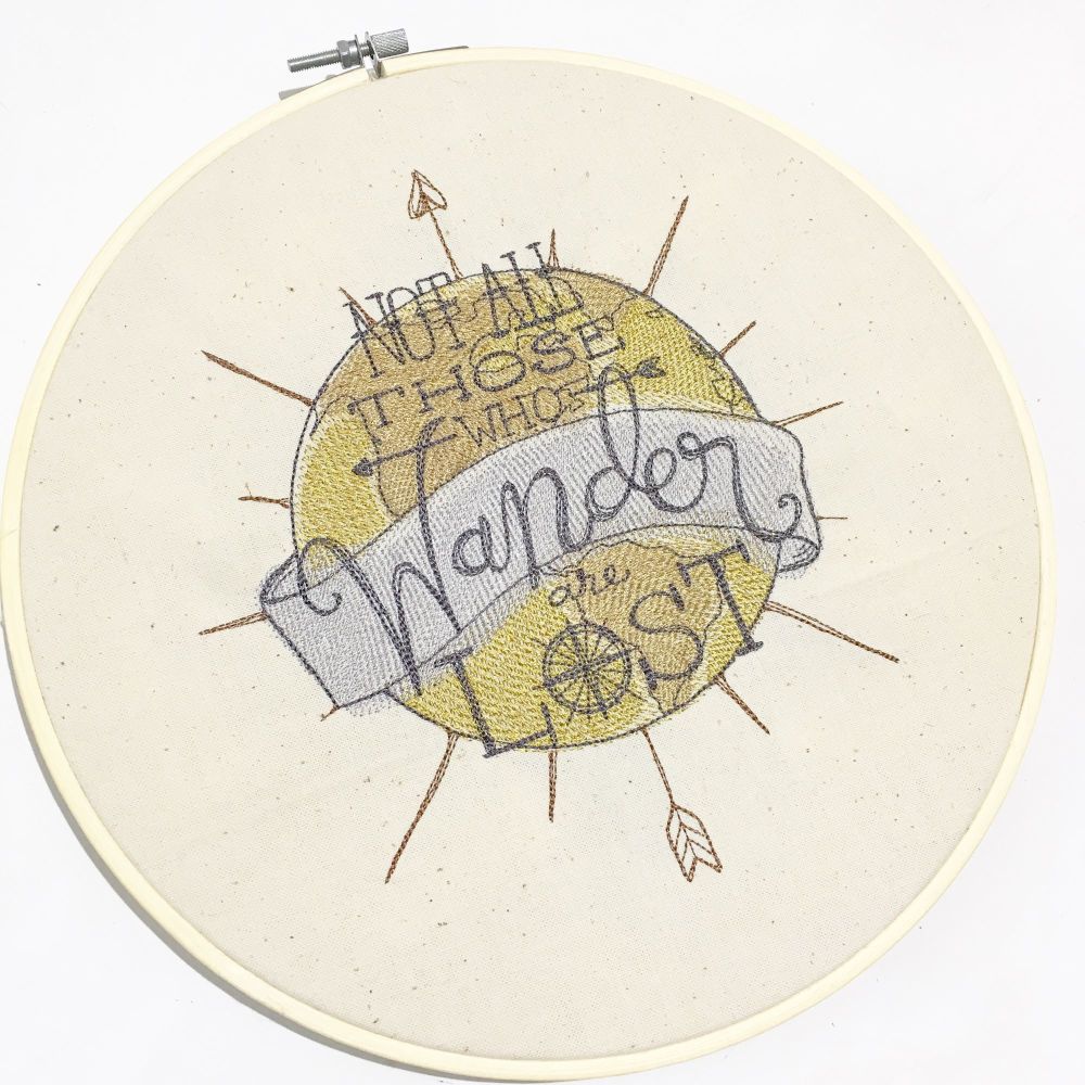 Not all who wander are lost embroidered wall art