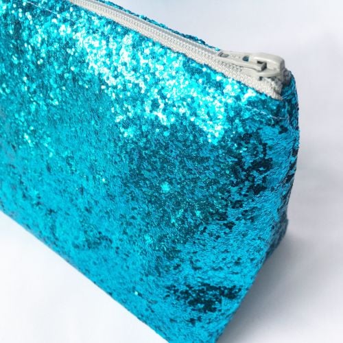 Glitter fabric zip up make up bag pencil case