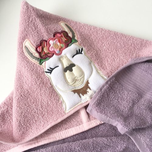 Llama love personalised hooded baby towel