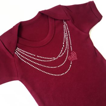 Rhinestone necklace baby onesie vest