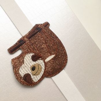 Embroidered Sloth bookmark 