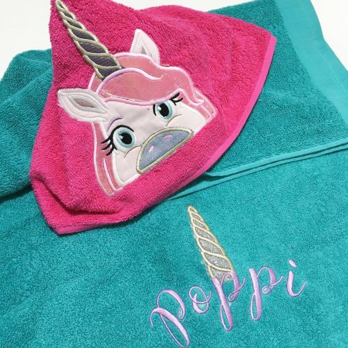 Unicorn personalised hooded baby towel