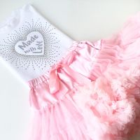 Made with love rhinestone tutu and onesie vest set or T shirt 