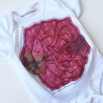 Vintage rose applique baby onesie vest by Jellibabies.co.uk
