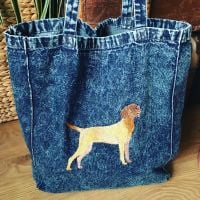 Denim Hungarian Vizsla lover  tote shopping bag 
